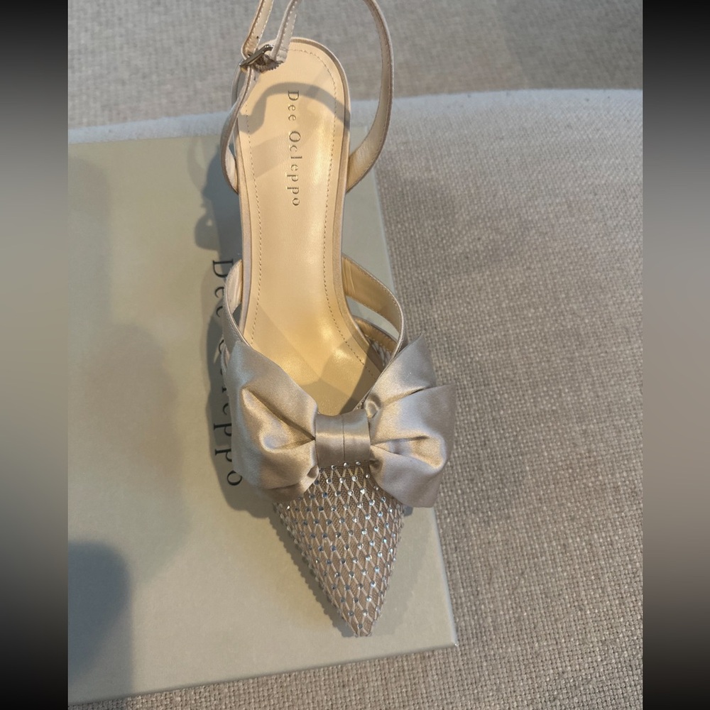 Dee Ocleppo - Brazil Satin Elegant Silver Heels with Adjustable Slingback